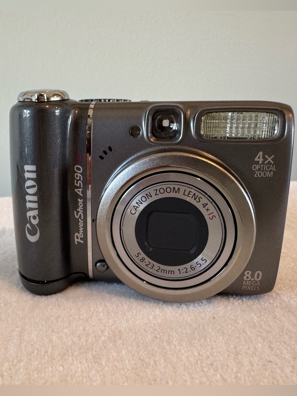 Canon PowerShot A590 IS Digital Camera - Gray - WORKING with box and all content